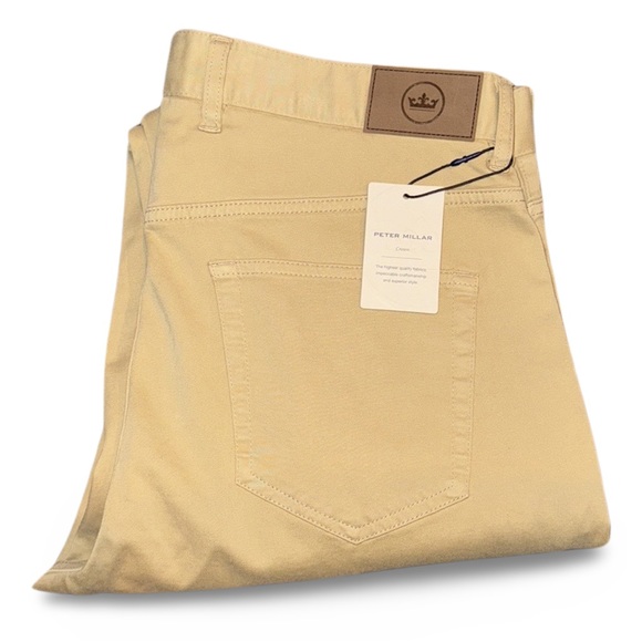 Peter Millar Ultimate 5-Pocket Straight Leg Sateen Pants Beige / Khaki - Picture 13 of 14